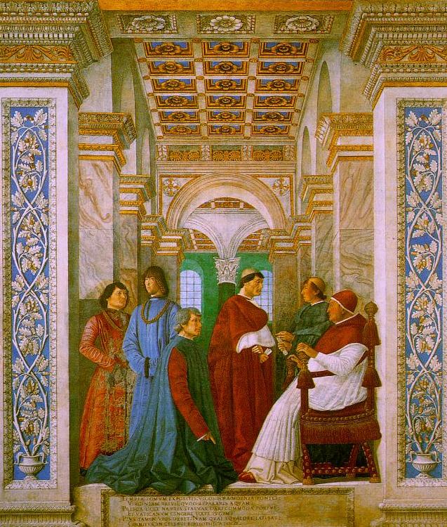 Melozzo da Forli Sixtus II with his Nephews and his Librarian Palatina France oil painting art